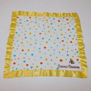 Curious George Dreamer Yellow Satin Trim Polka Dot Baby infant Security Blanket